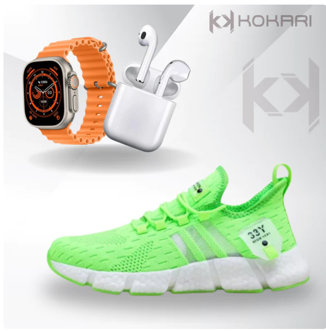 Promoção Tripla: Tênis Esportivo + Relógio Smartwatch + Fone Sem Fio